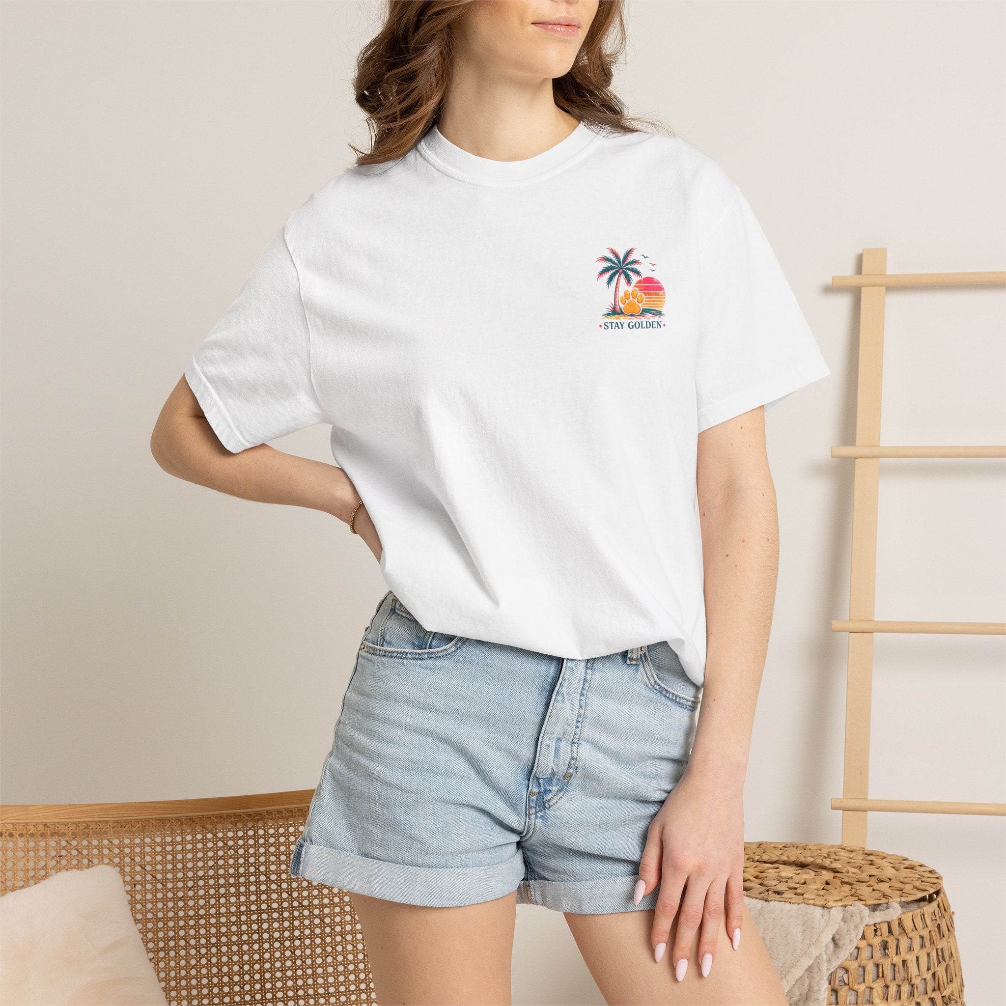 In My Golden Era Dog Graphic T-Shirt | Retro Sunglasses Palm Sunset