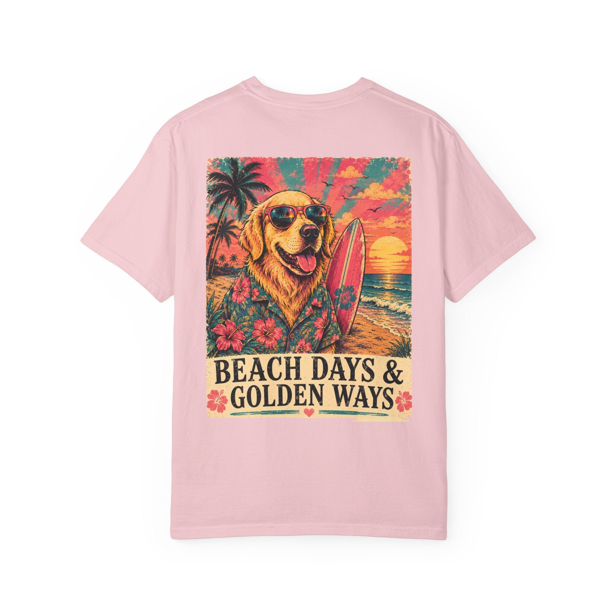 Beach Days & Golden Ways T-Shirt Surfing Golden Retriever Graphic Tee