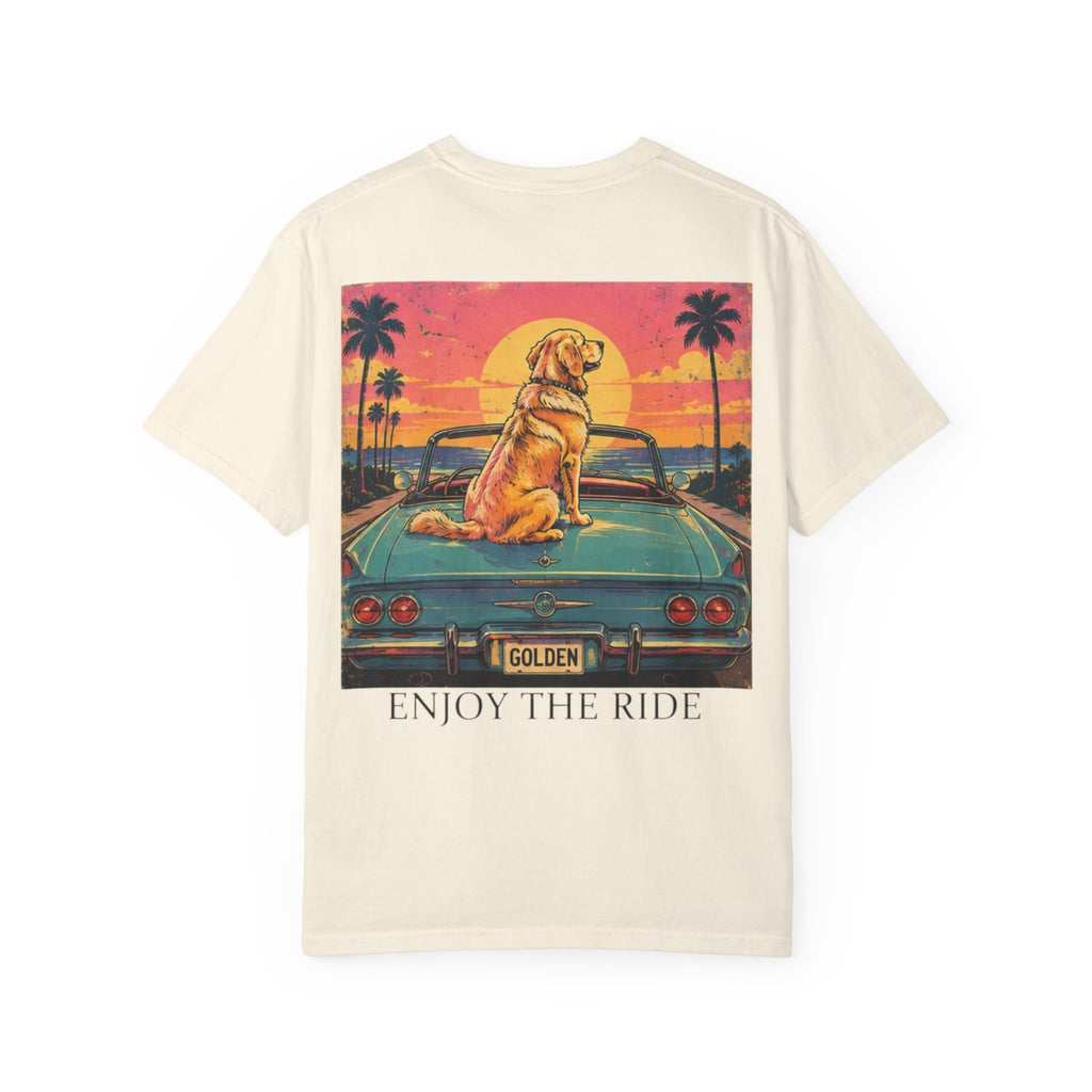 Enjoy the Ride T-Shirt — Golden Retriever Vintage Sunset Beach Tee