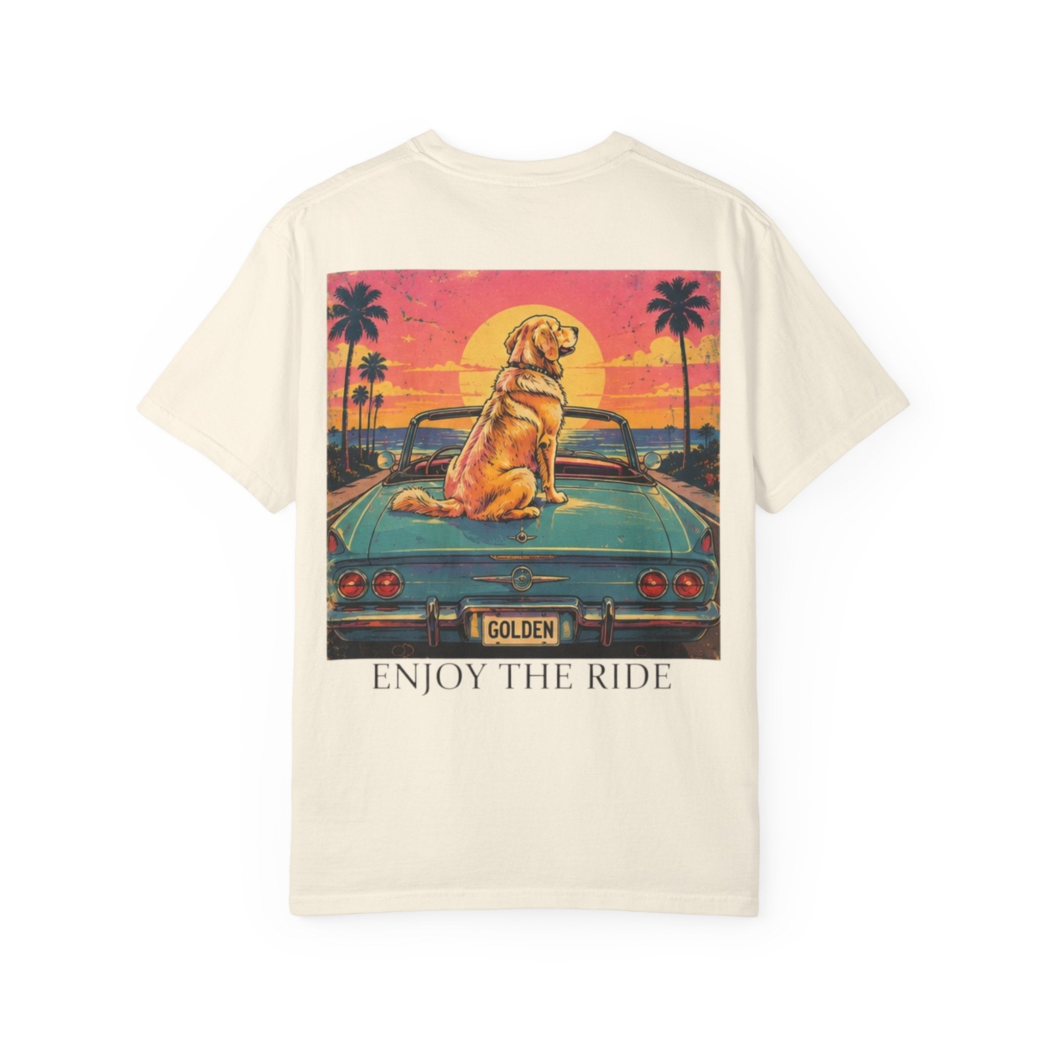 Enjoy the Ride T-Shirt — Golden Retriever Vintage Sunset Beach Tee