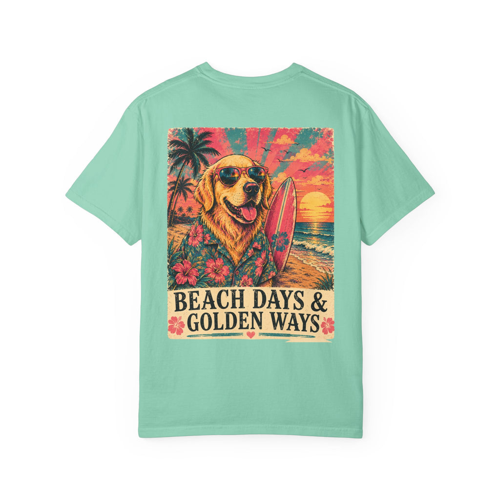 Beach Days & Golden Ways T-Shirt Surfing Golden Retriever Graphic Tee