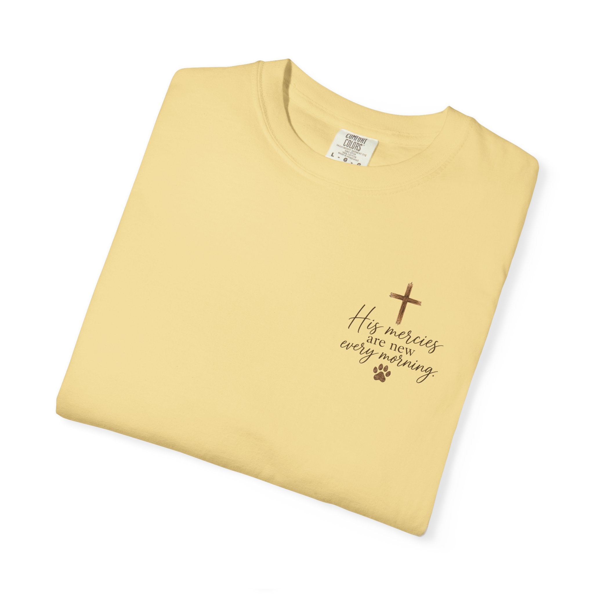 His Mercies Are New Every Morning T-shirt | Christian Faith Dog Beach Sunset