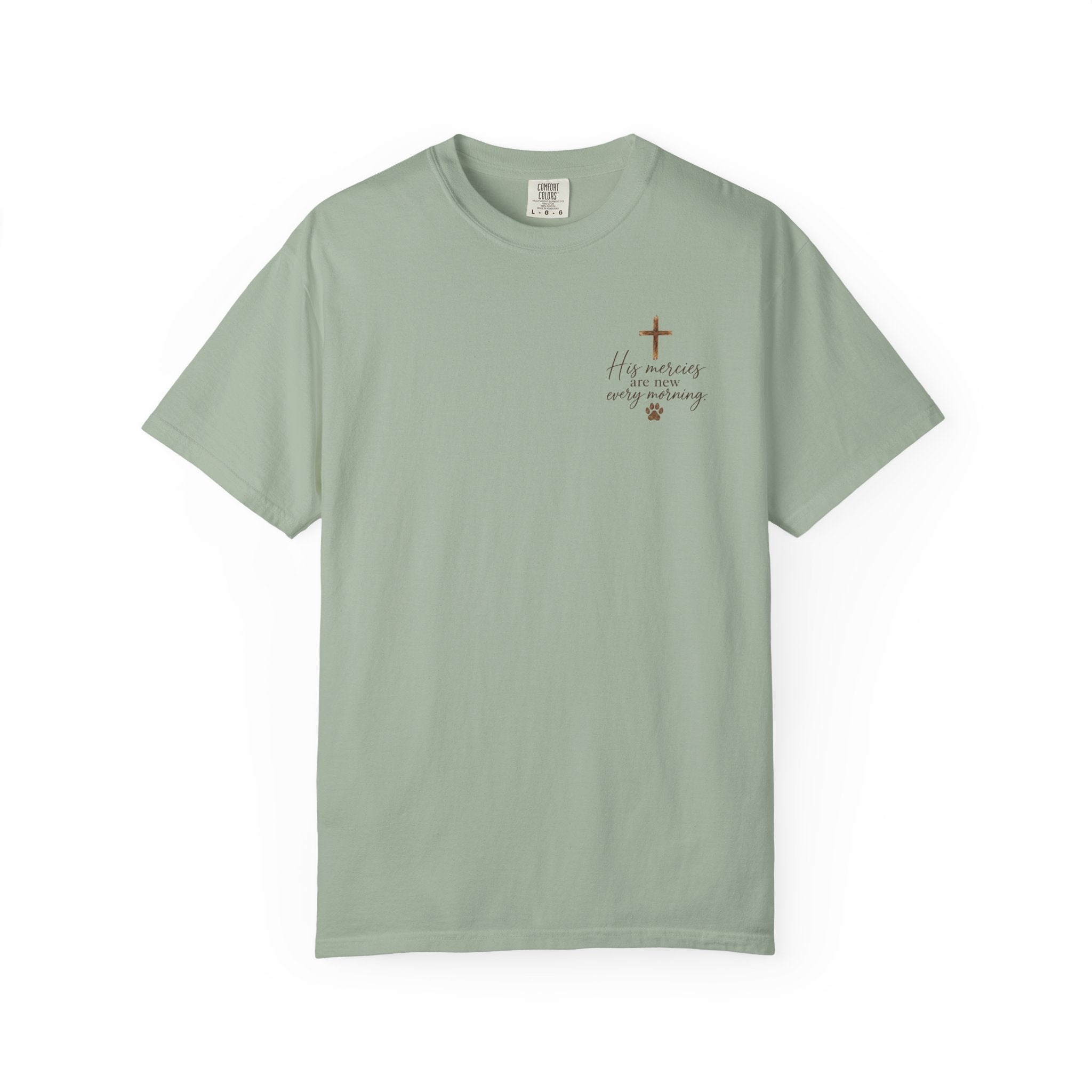 His Mercies Are New Every Morning T-shirt | Christian Faith Dog Beach Sunset