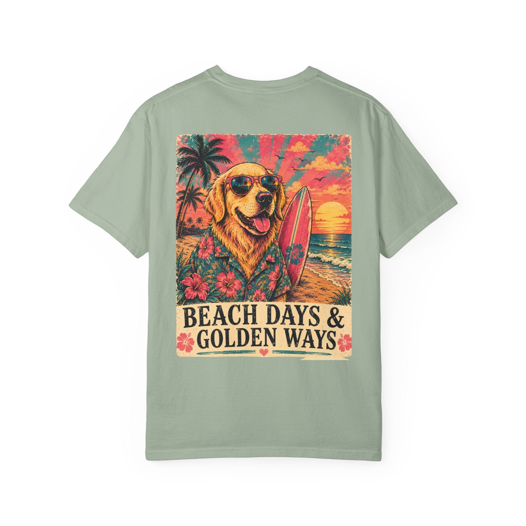 Beach Days & Golden Ways T-Shirt Surfing Golden Retriever Graphic Tee