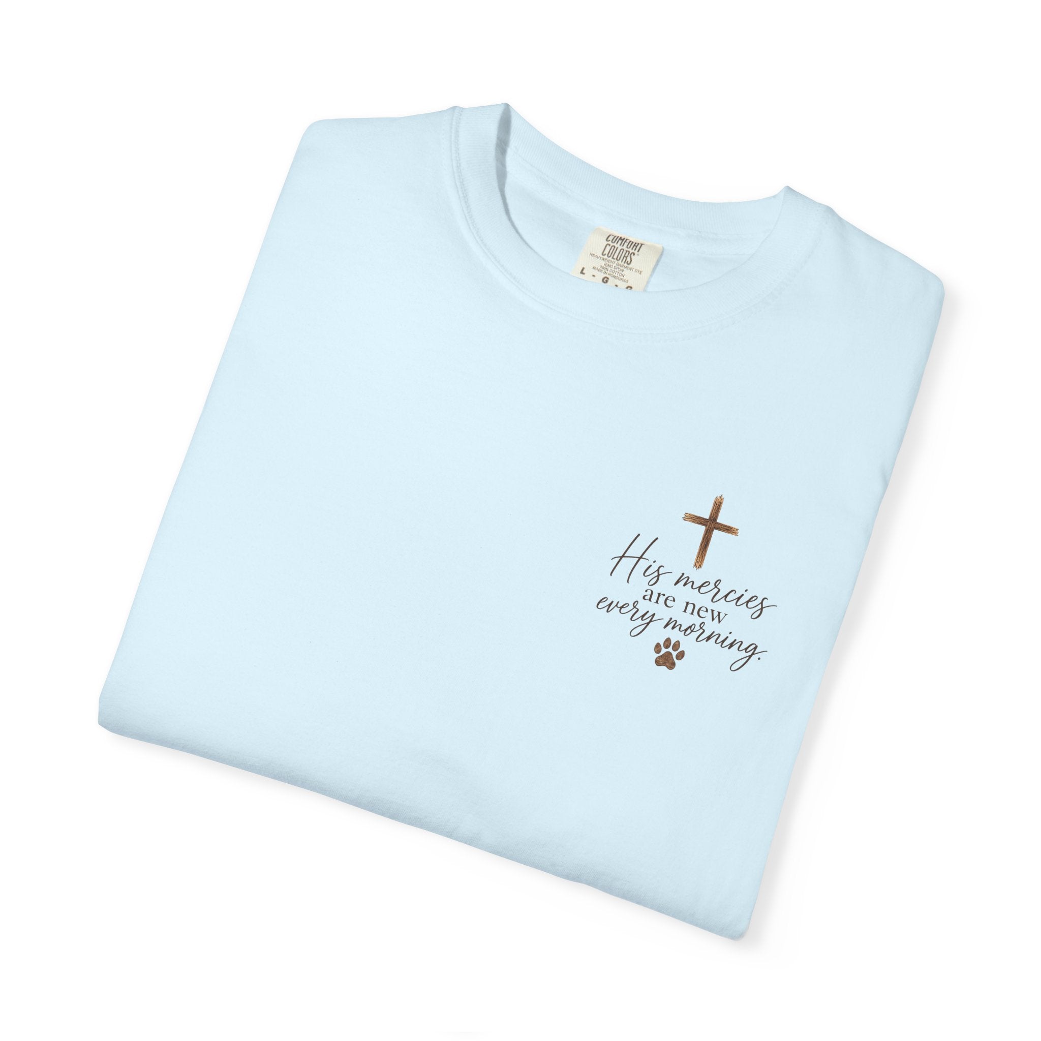 His Mercies Are New Every Morning T-shirt | Christian Faith Dog Beach Sunset