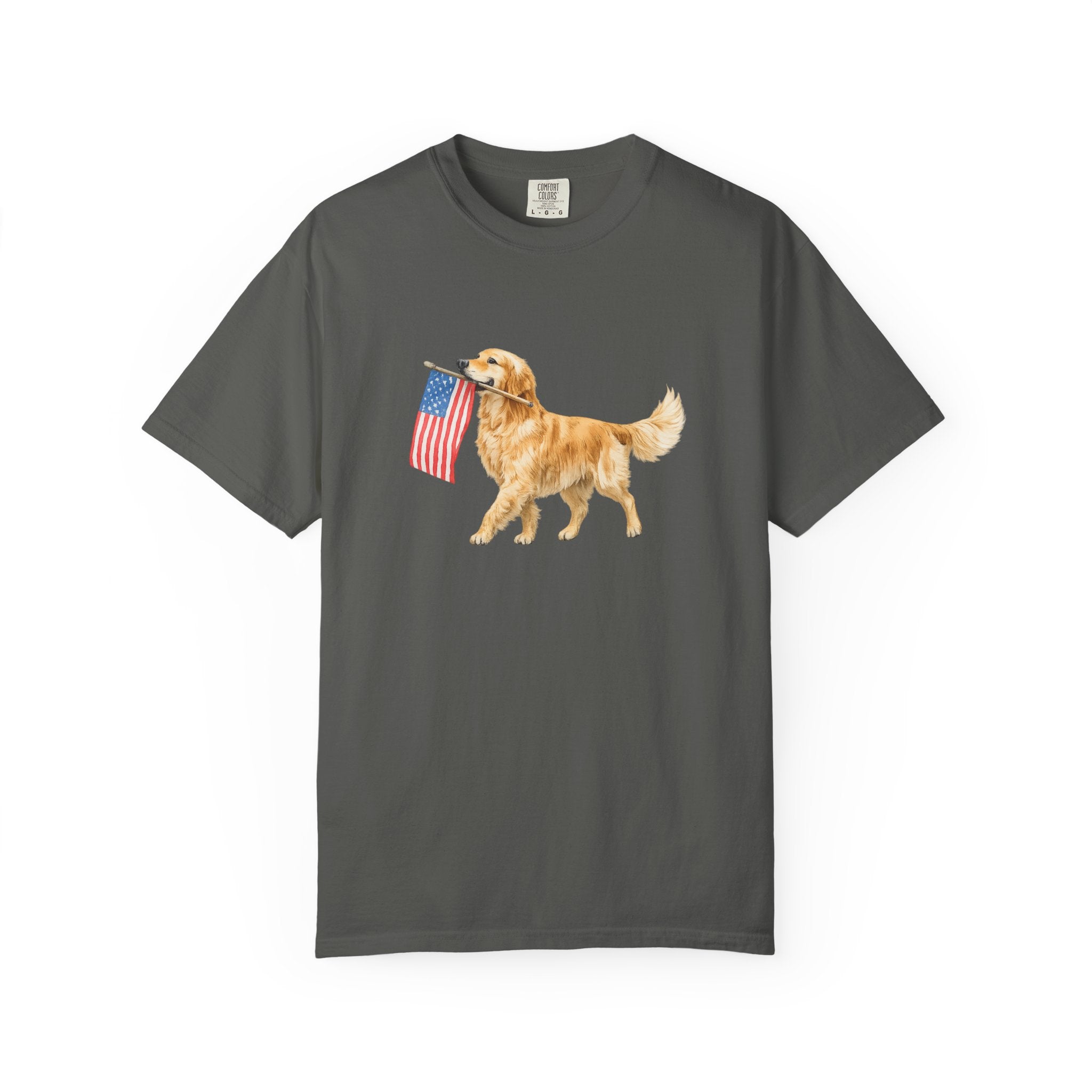 Golden Retriever with American Flag T-Shirt | Patriotic Dog Tee