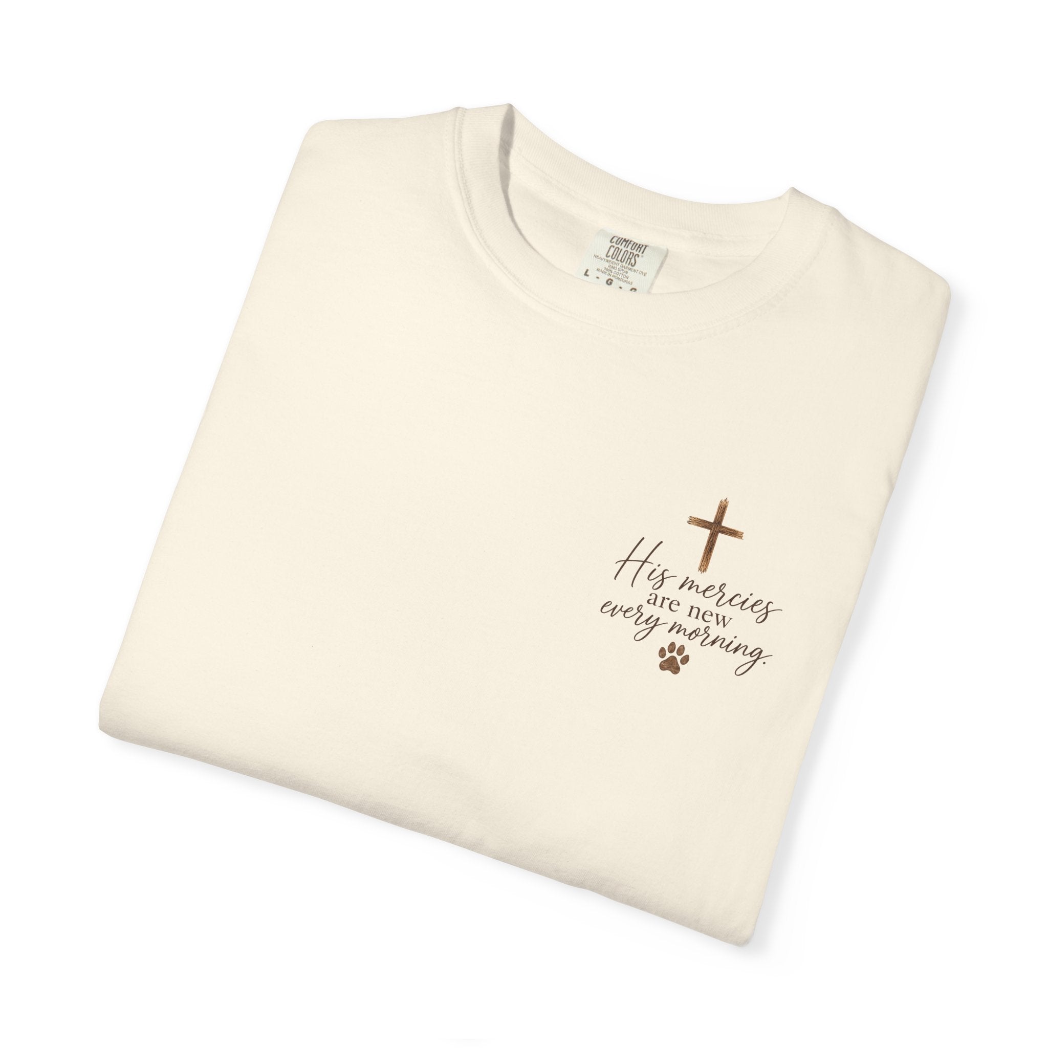 His Mercies Are New Every Morning T-shirt | Christian Faith Dog Beach Sunset