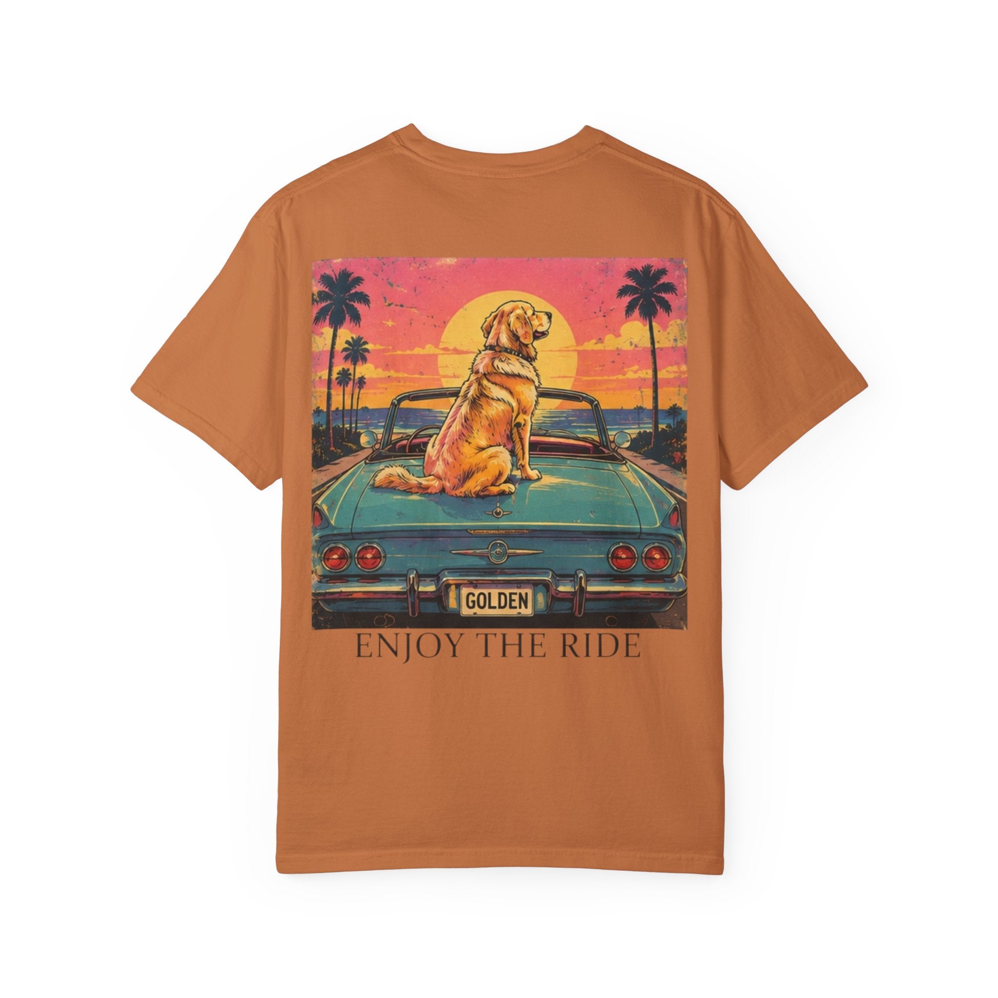 Enjoy the Ride T-Shirt — Golden Retriever Vintage Sunset Beach Tee