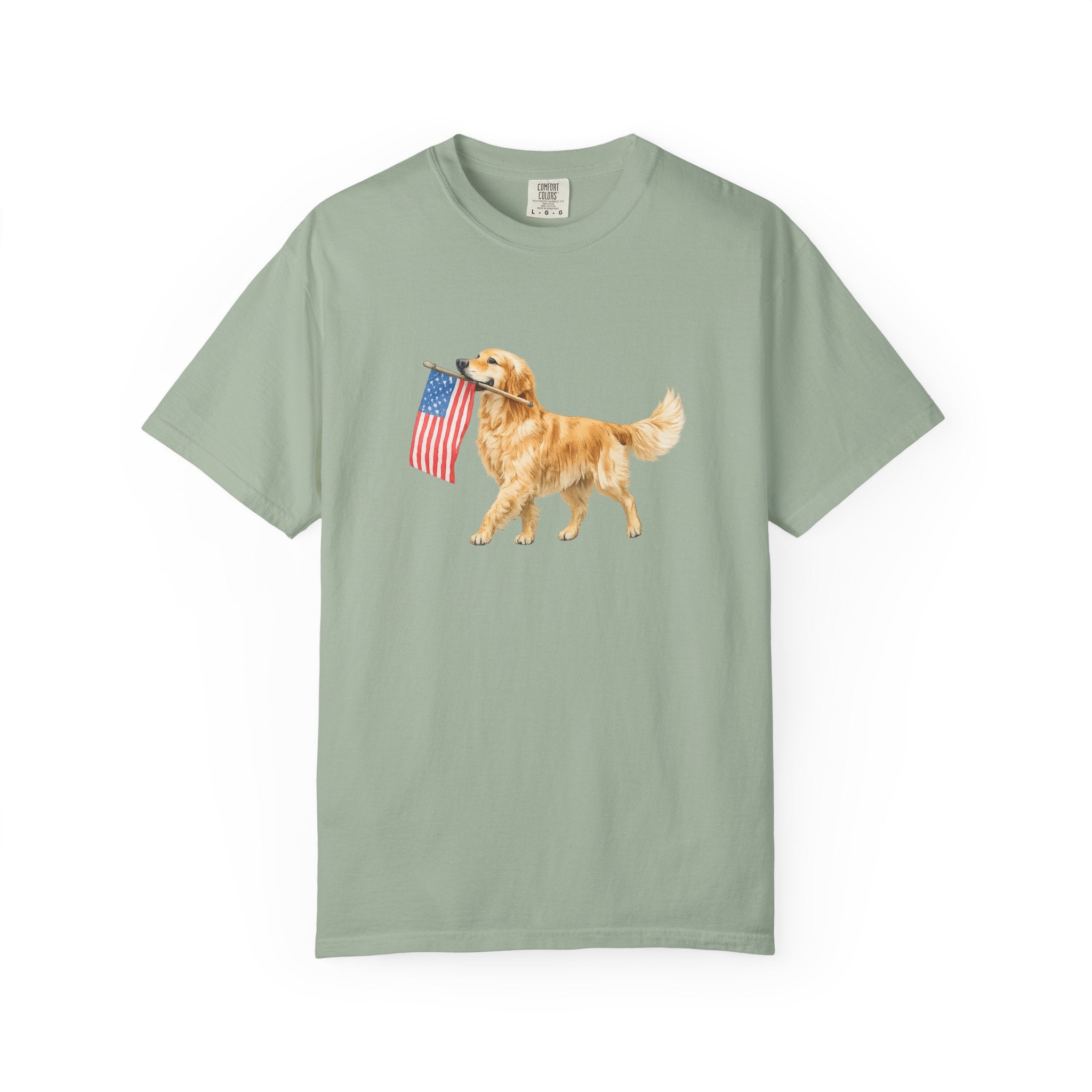 Golden Retriever with American Flag T-Shirt | Patriotic Dog Tee