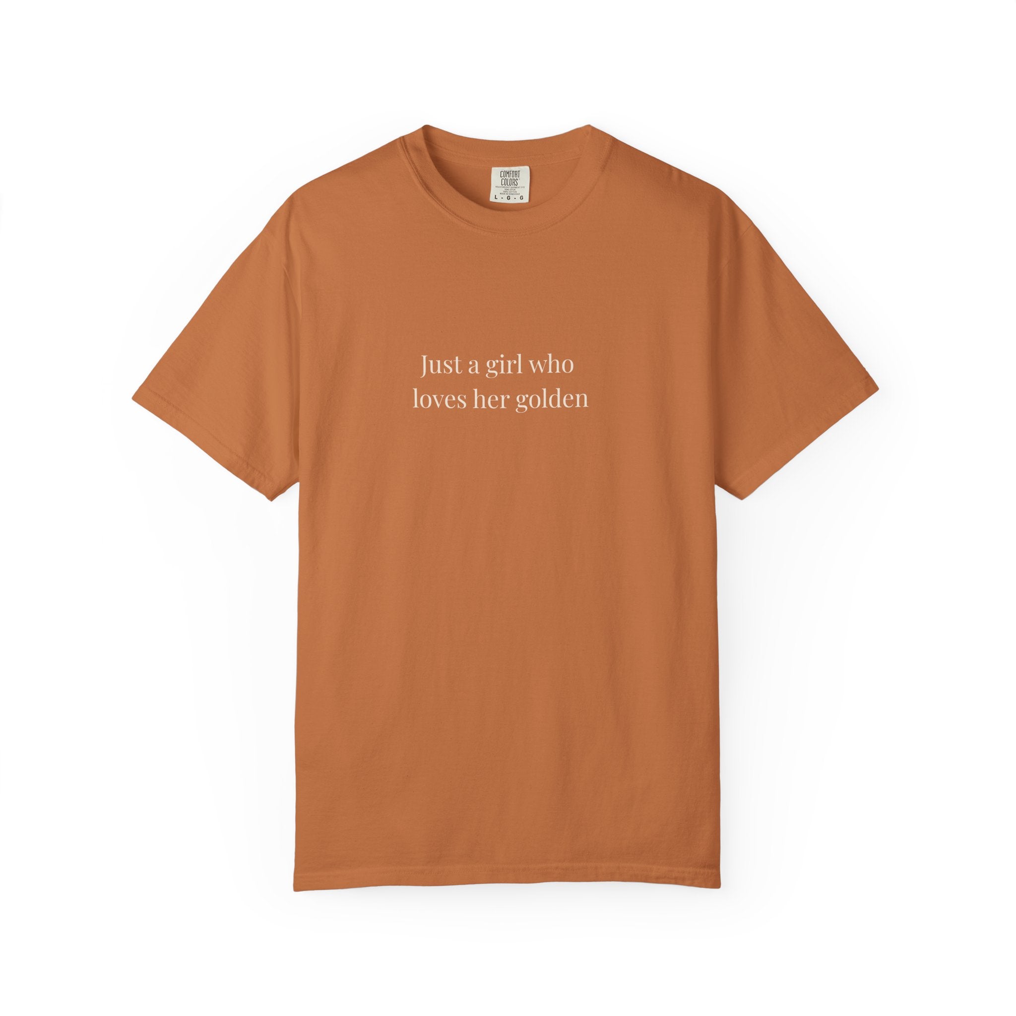 just a girl who loves her golden T-shirt | minimalist text tee, mustard