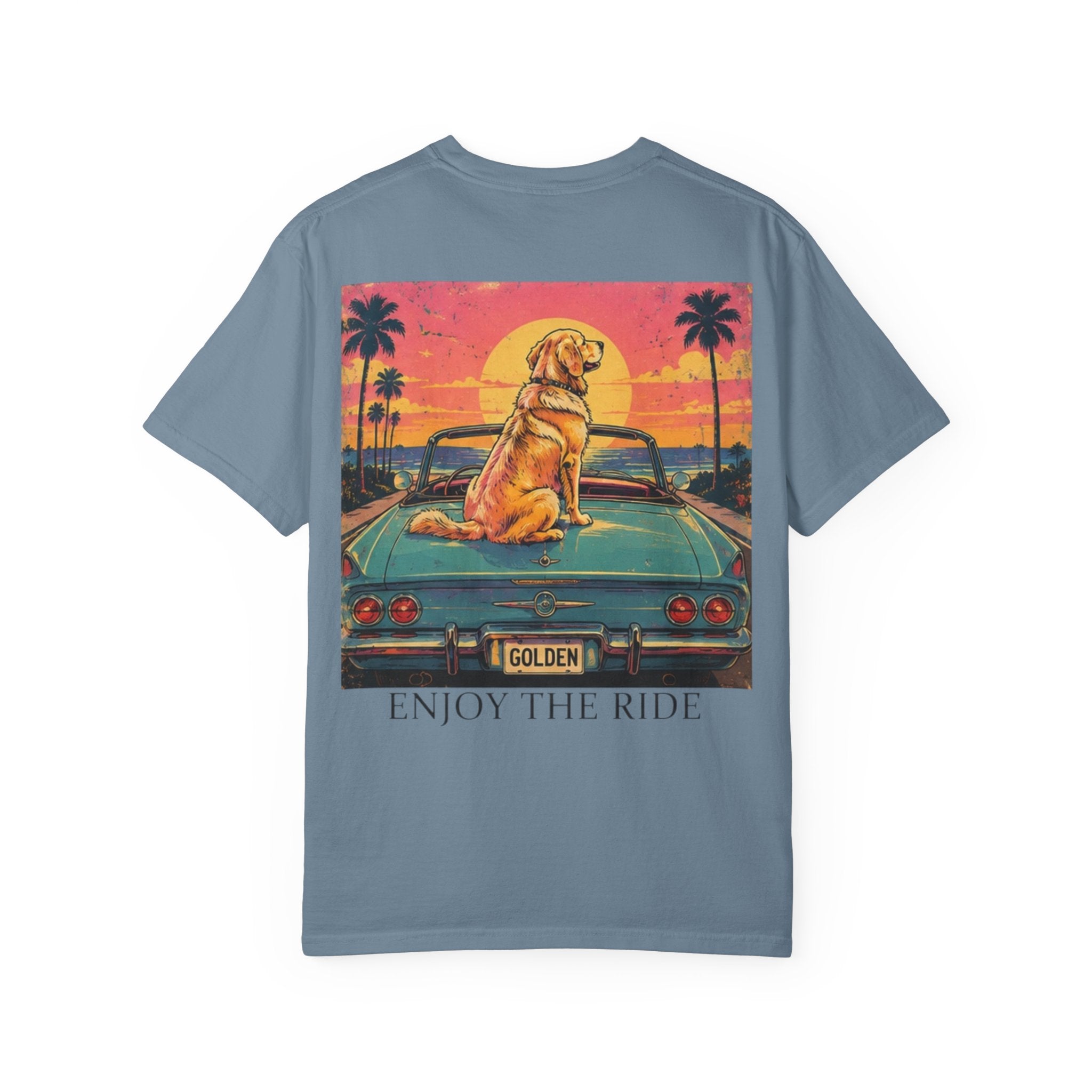 Enjoy the Ride T-Shirt — Golden Retriever Vintage Sunset Beach Tee