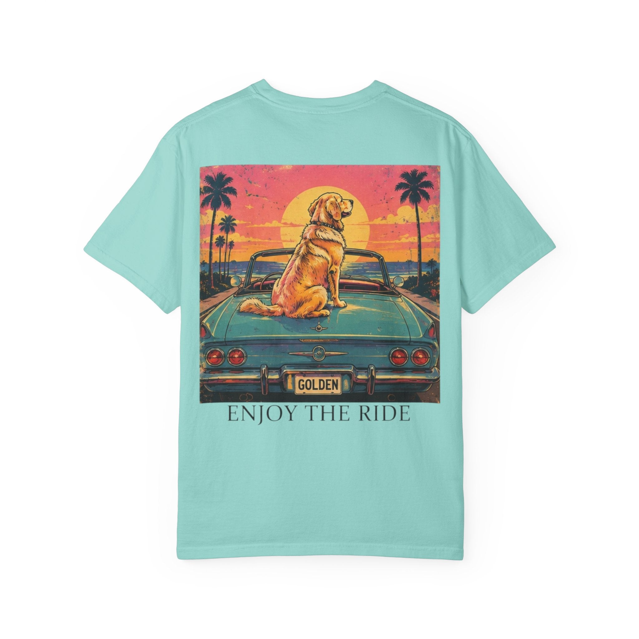 Enjoy the Ride T-Shirt — Golden Retriever Vintage Sunset Beach Tee