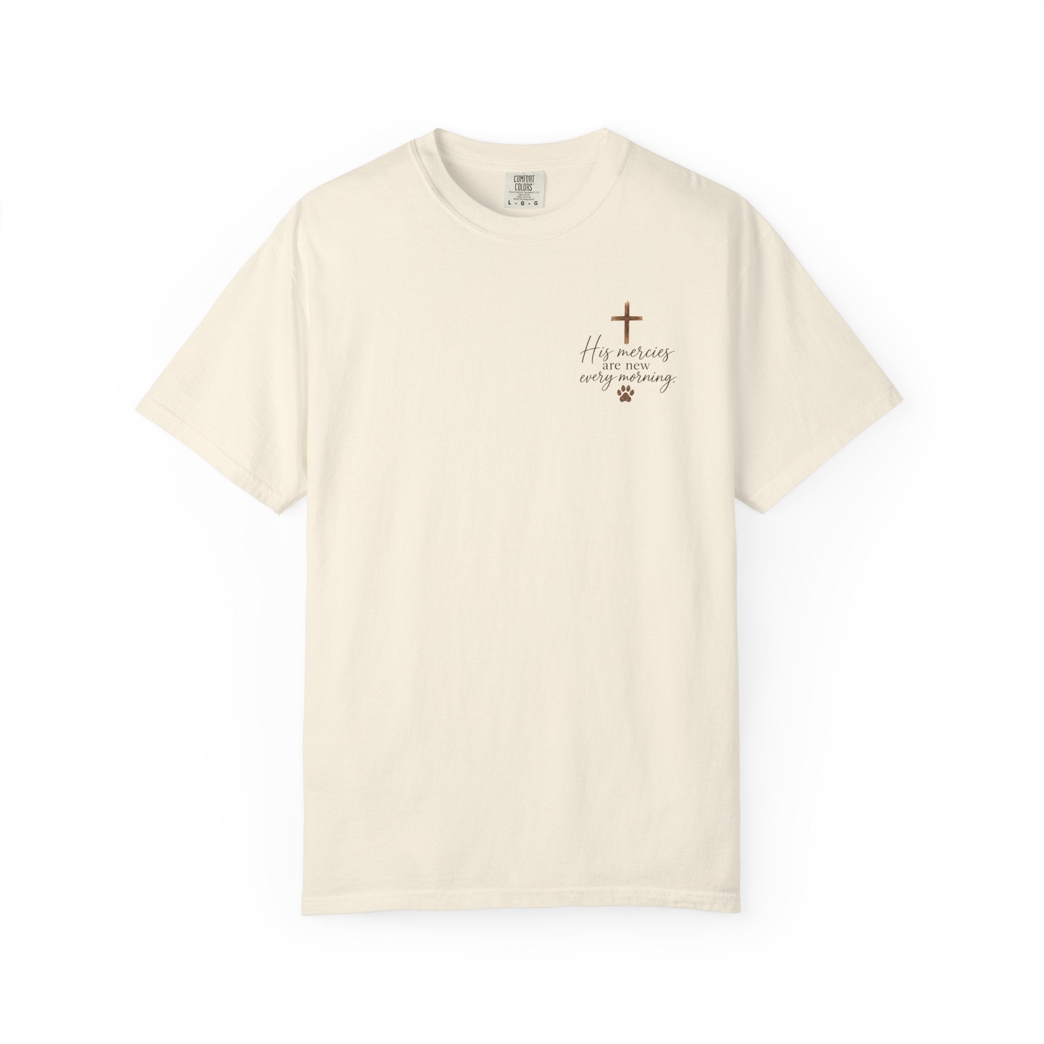 His Mercies Are New Every Morning T-shirt | Christian Faith Dog Beach Sunset