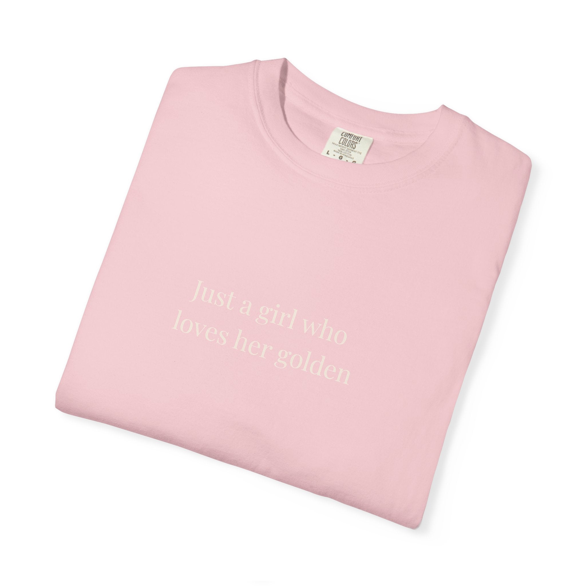 just a girl who loves her golden T-shirt | minimalist text tee, mustard