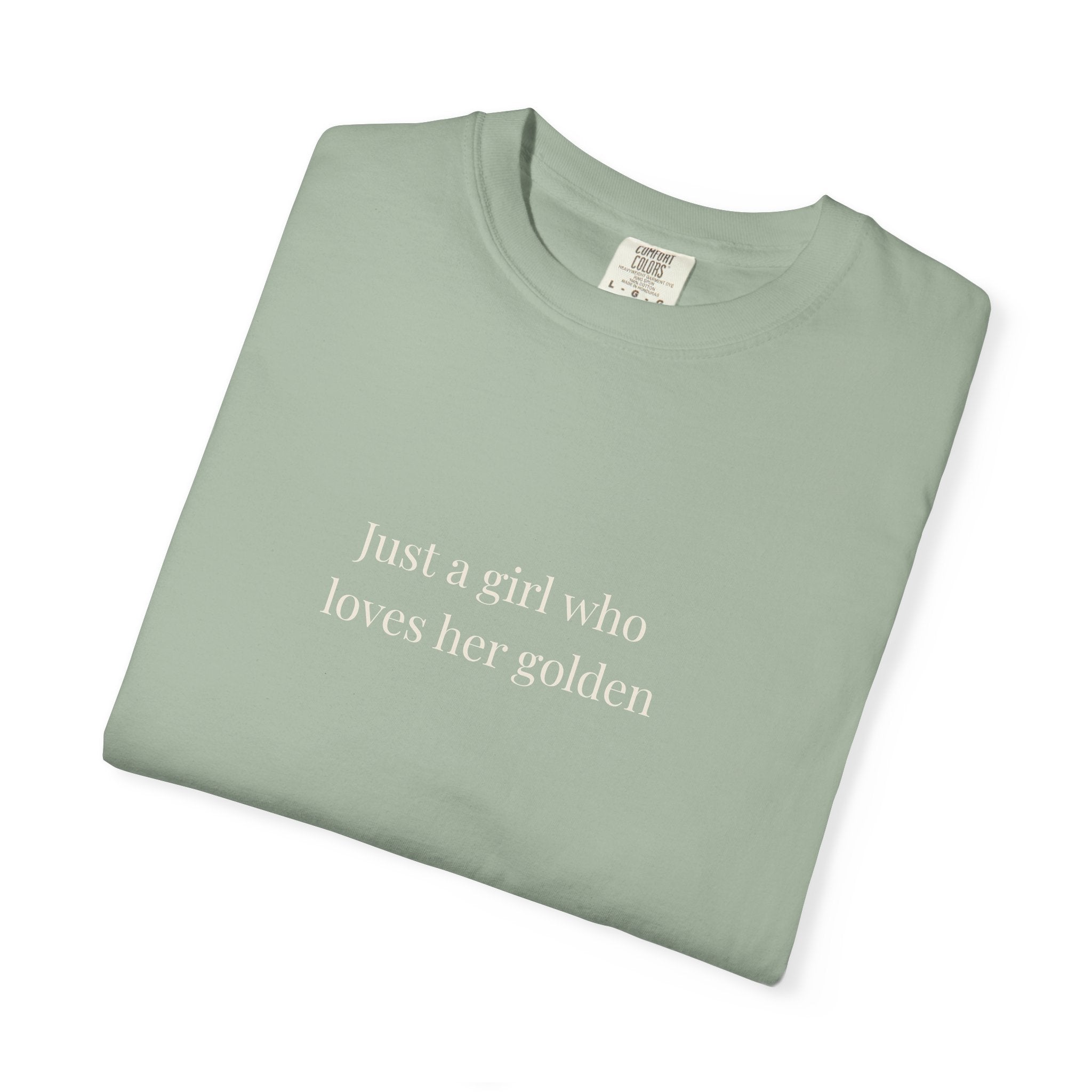 just a girl who loves her golden T-shirt | minimalist text tee, mustard