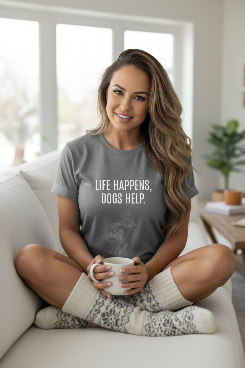 Dog Lover's Inspirational Tee | Life Happens, Dogs Help