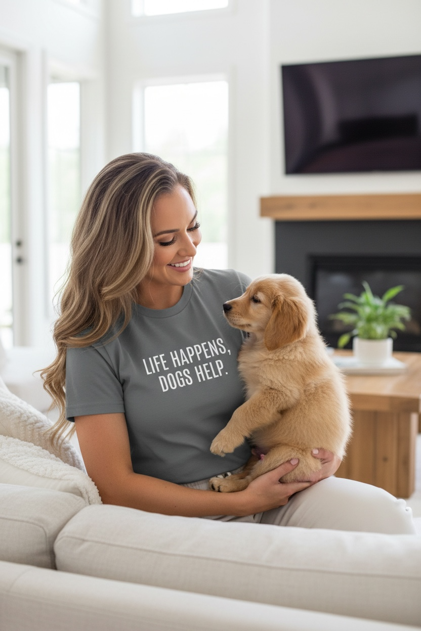 Dog Lover's Inspirational Tee | Life Happens, Dogs Help