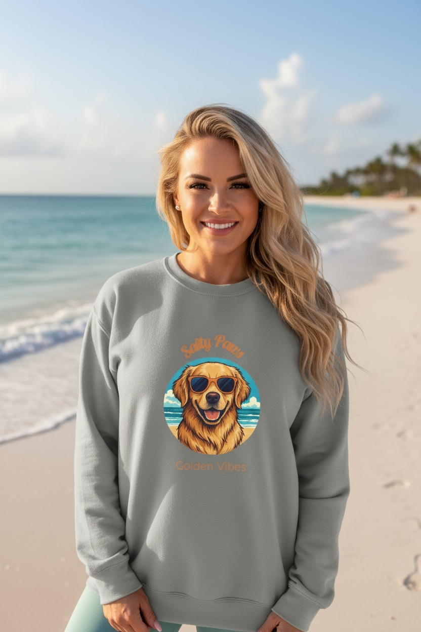 Golden Retriever 'Salty Paws' Sweatshirt — Garment-Dyed Pet Lover Sweatshirt