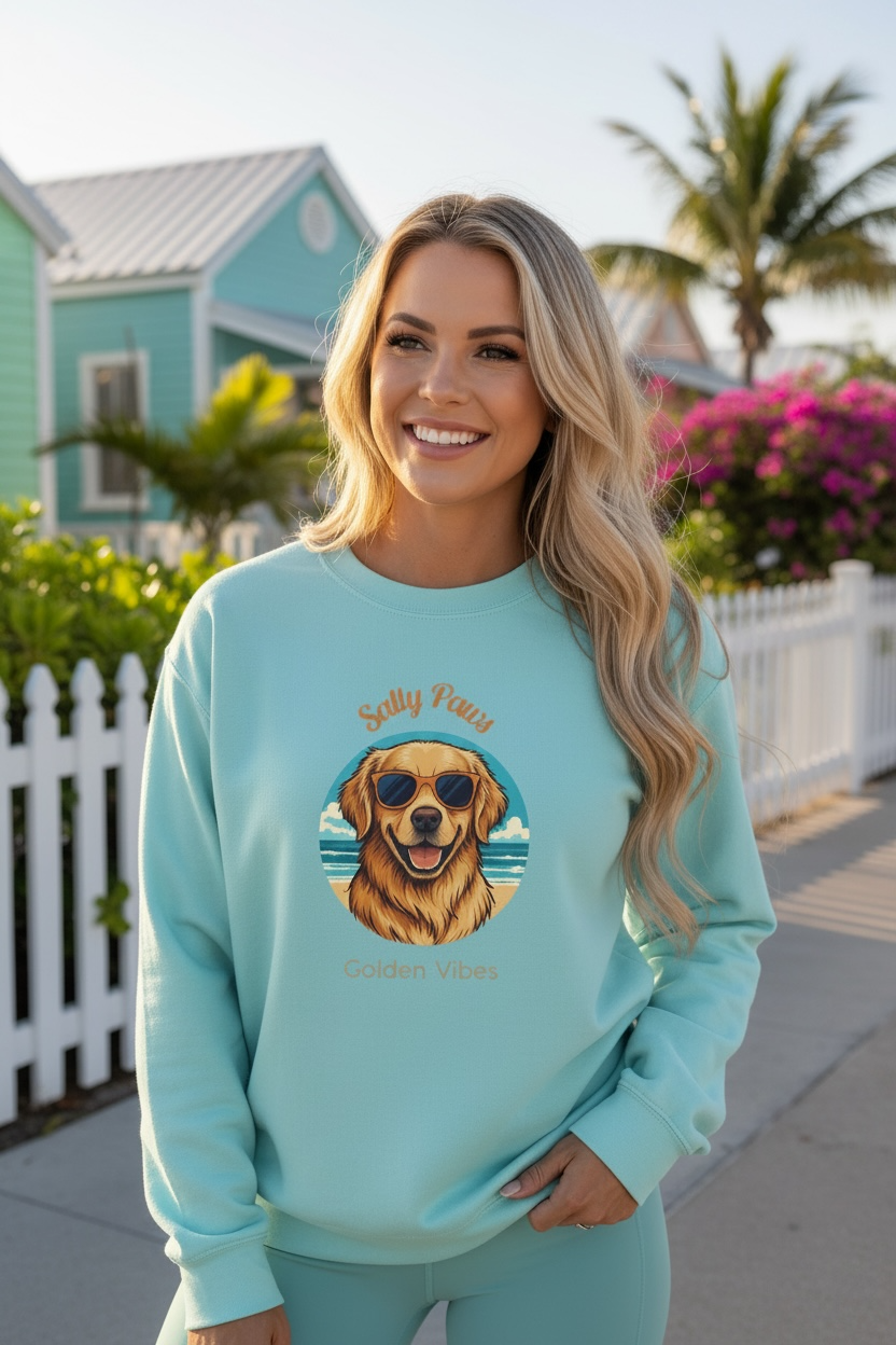 Golden Retriever 'Salty Paws' Sweatshirt — Garment-Dyed Pet Lover Sweatshirt