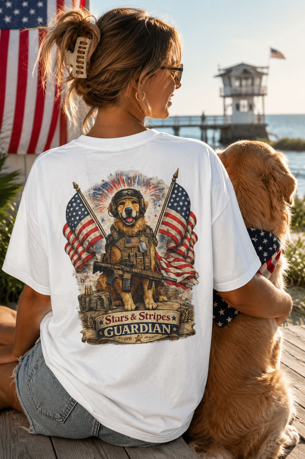 Guardian Dog T-Shirt - Stars & Stripes Military K9 Tee