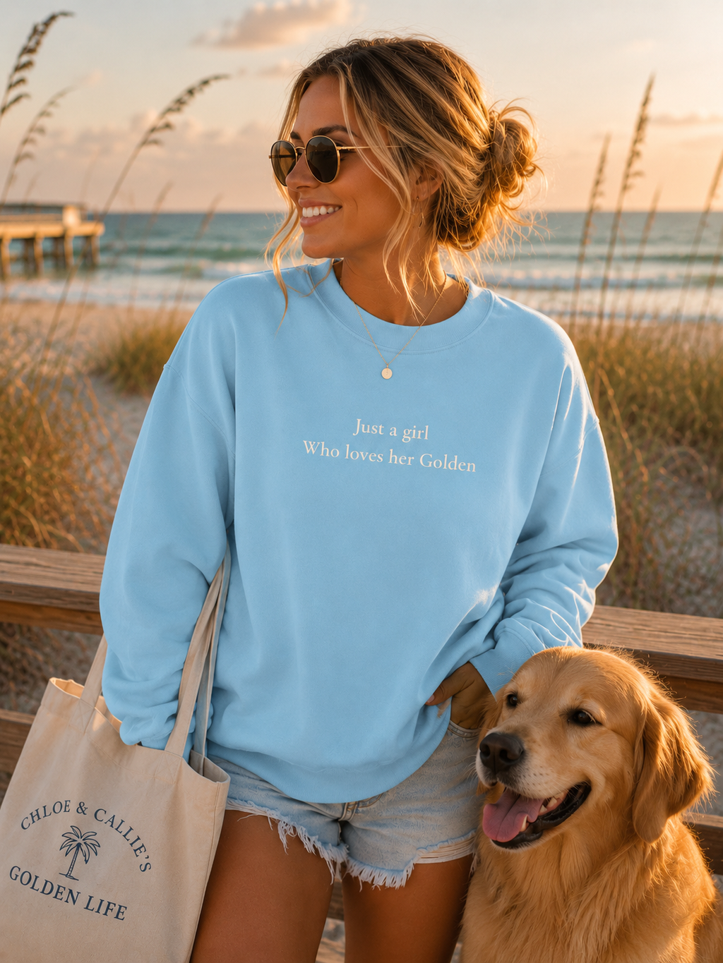 Garment-Dyed Sweatshirt — "Just A Girl Who Loves Her Golden" Cozy Crewneck