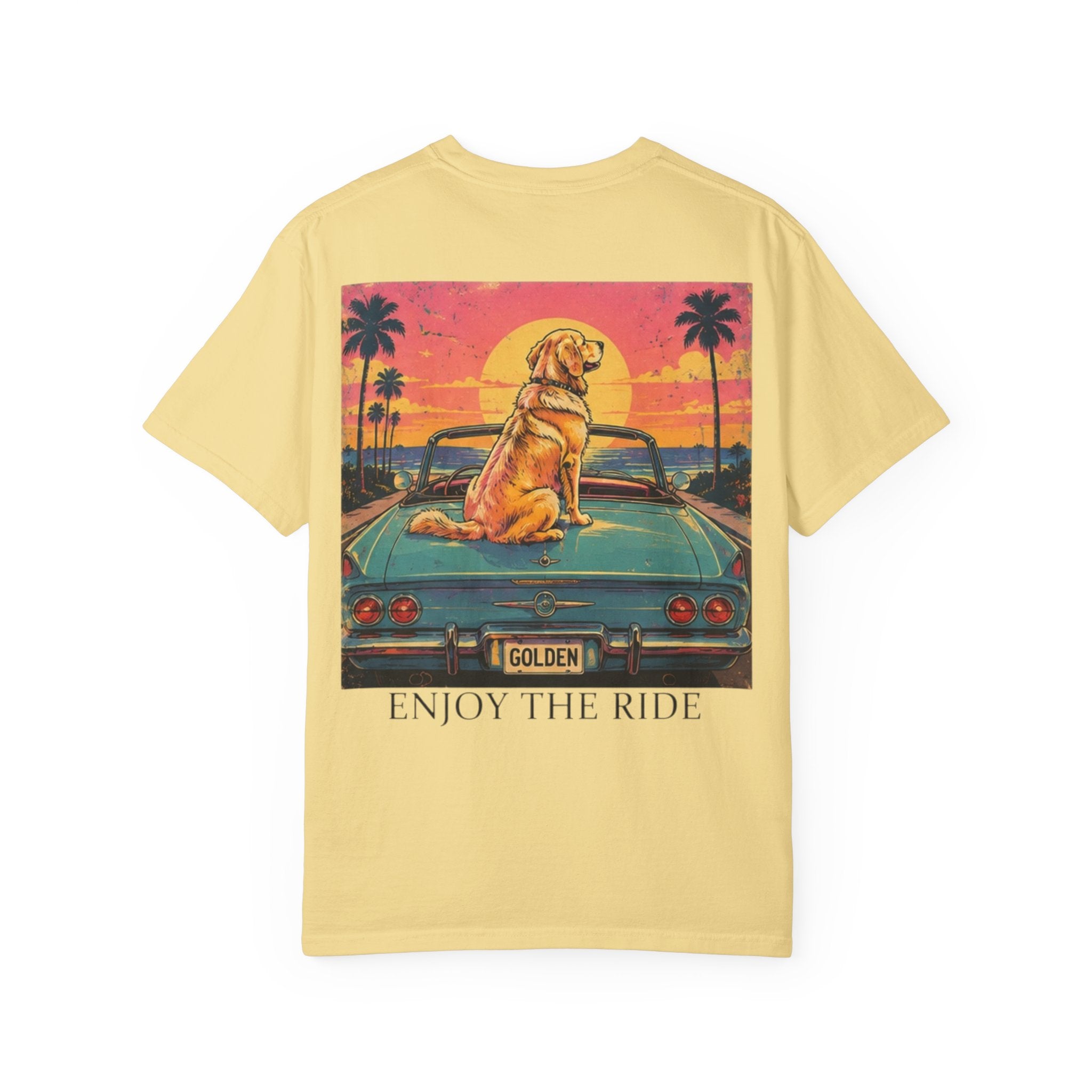 Enjoy the Ride T-Shirt — Golden Retriever Vintage Sunset Beach Tee