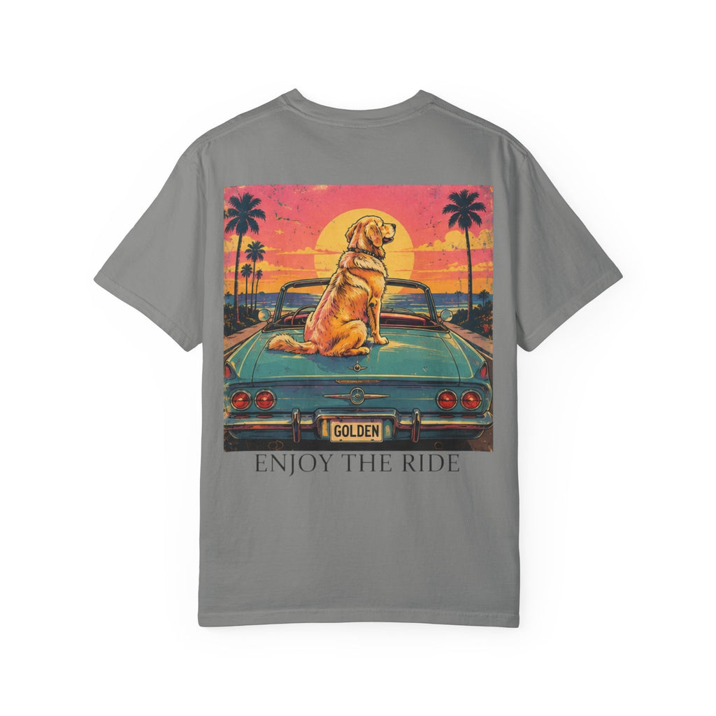 Enjoy the Ride T-Shirt — Golden Retriever Vintage Sunset Beach Tee