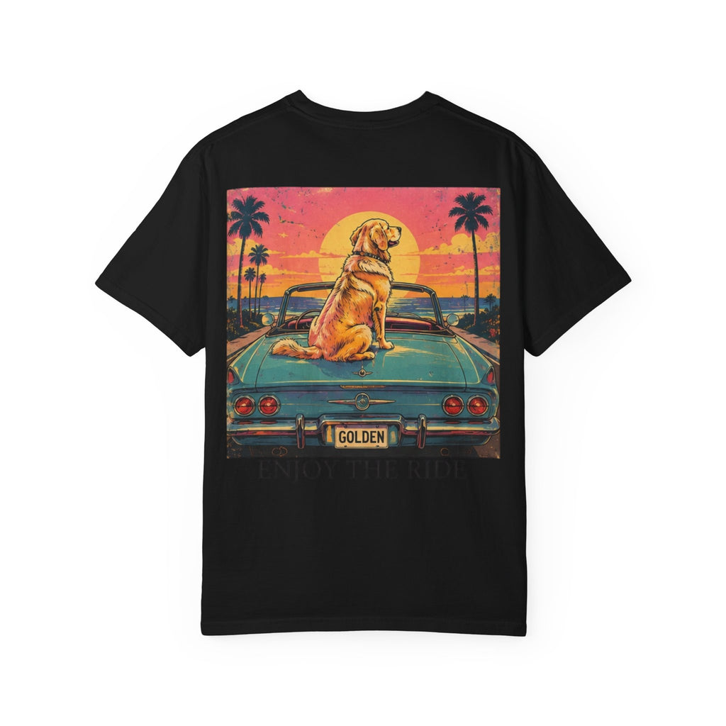 Enjoy the Ride T-Shirt — Golden Retriever Vintage Sunset Beach Tee