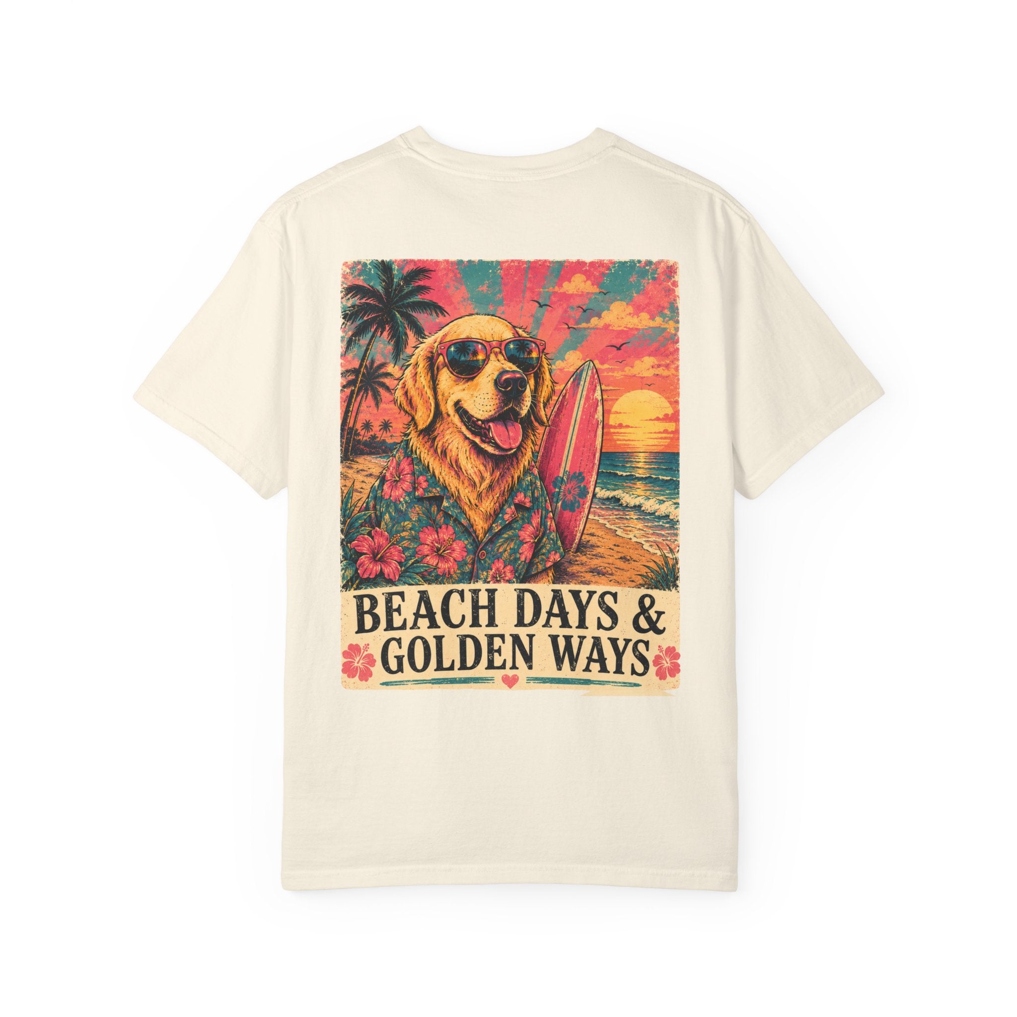 Beach Days & Golden Ways T-Shirt Surfing Golden Retriever Graphic Tee