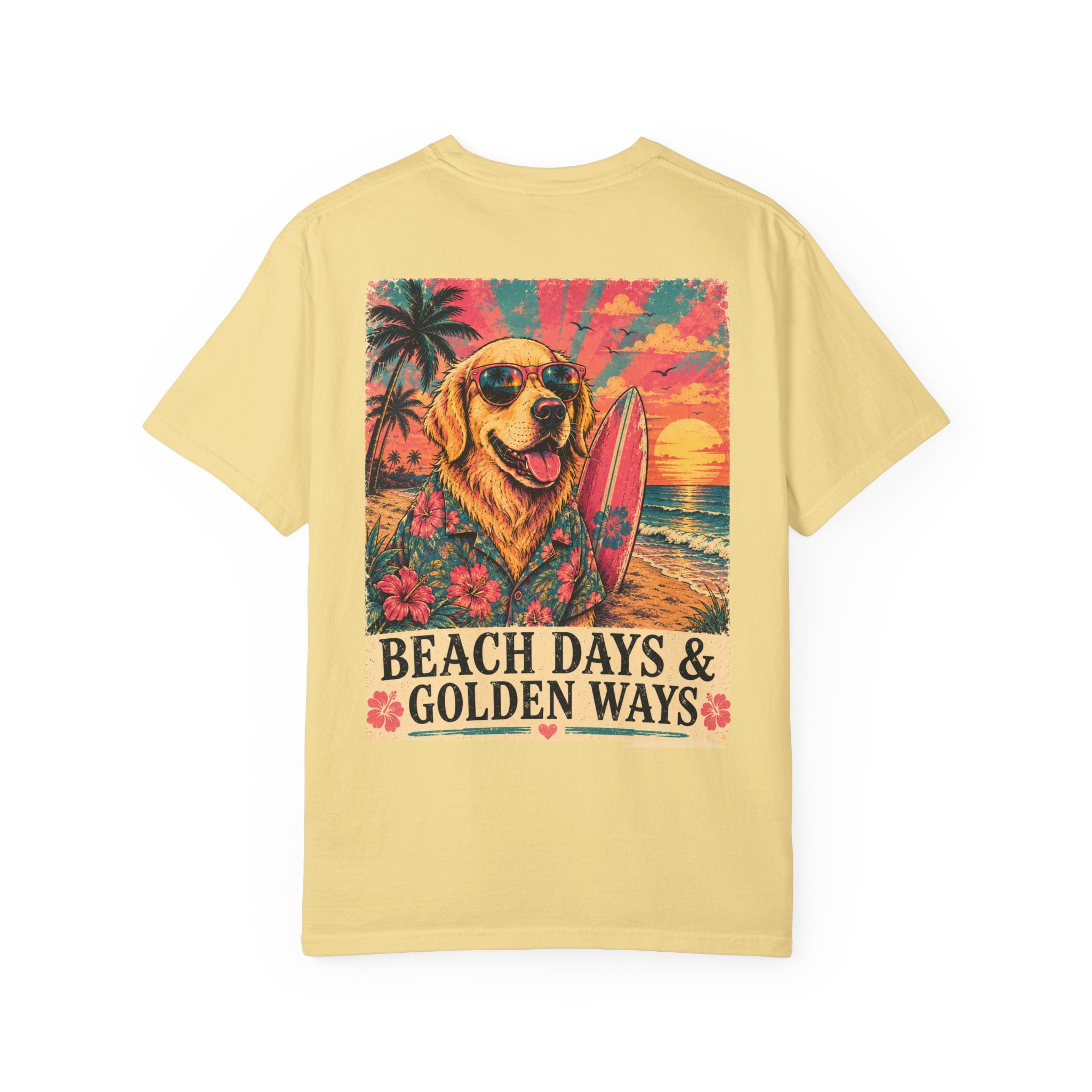Beach Days & Golden Ways T-Shirt Surfing Golden Retriever Graphic Tee