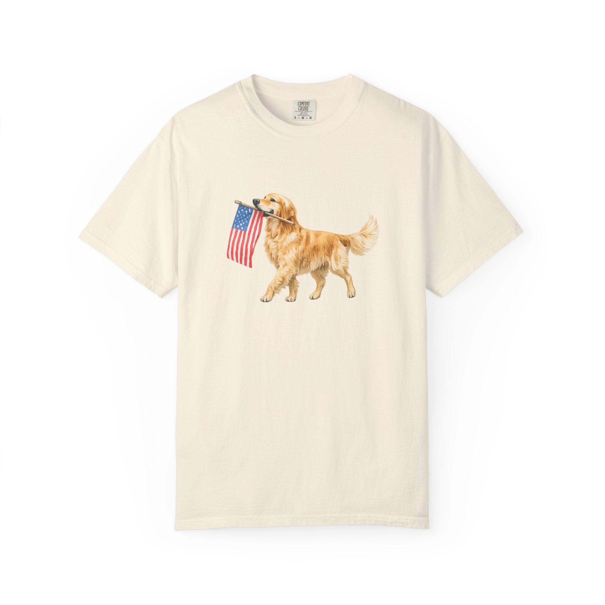 Golden Retriever with American Flag T-Shirt | Patriotic Dog Tee