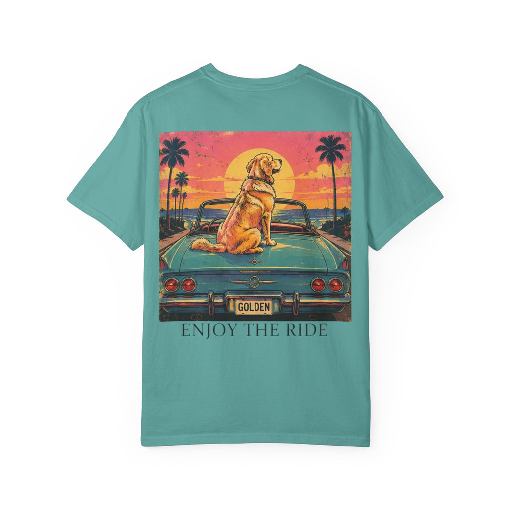 Enjoy the Ride T-Shirt — Golden Retriever Vintage Sunset Beach Tee