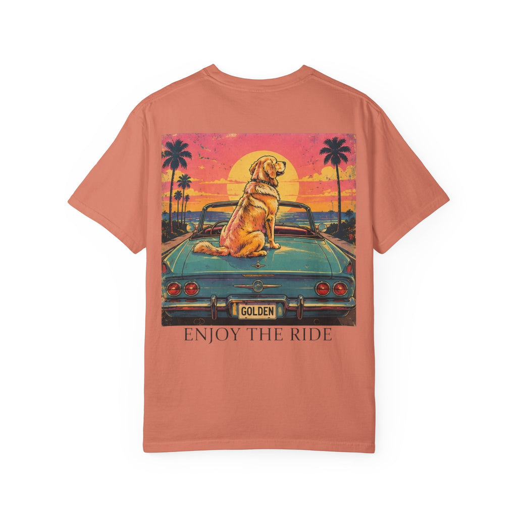 Enjoy the Ride T-Shirt — Golden Retriever Vintage Sunset Beach Tee