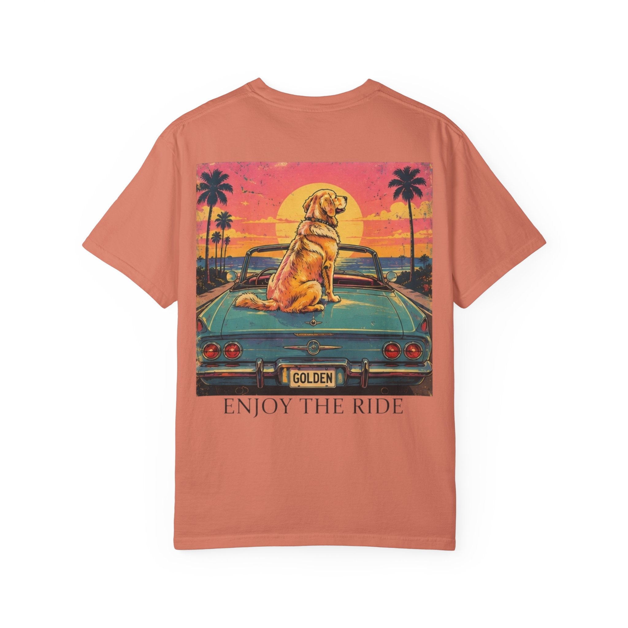 Enjoy the Ride T-Shirt — Golden Retriever Vintage Sunset Beach Tee