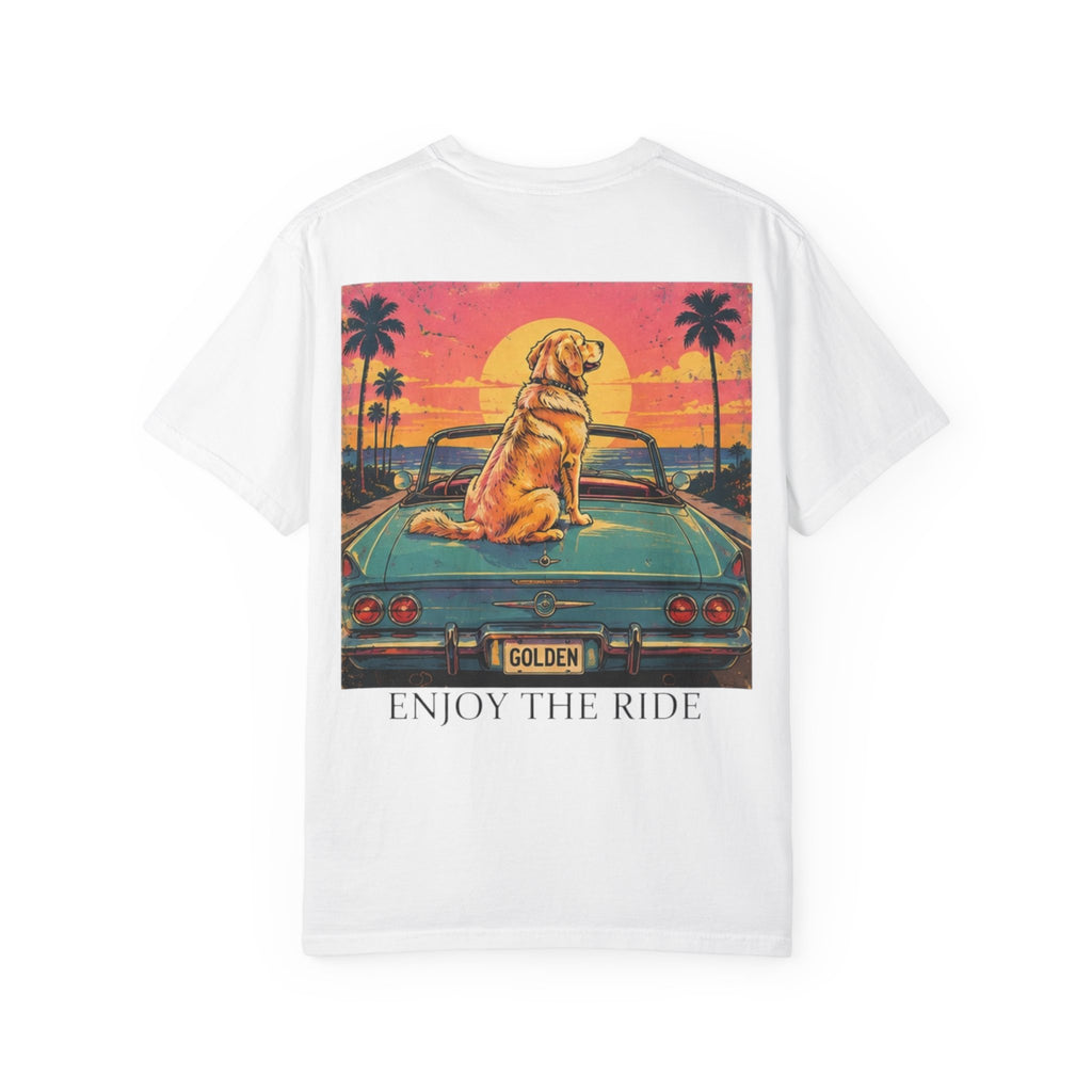 Enjoy the Ride T-Shirt — Golden Retriever Vintage Sunset Beach Tee