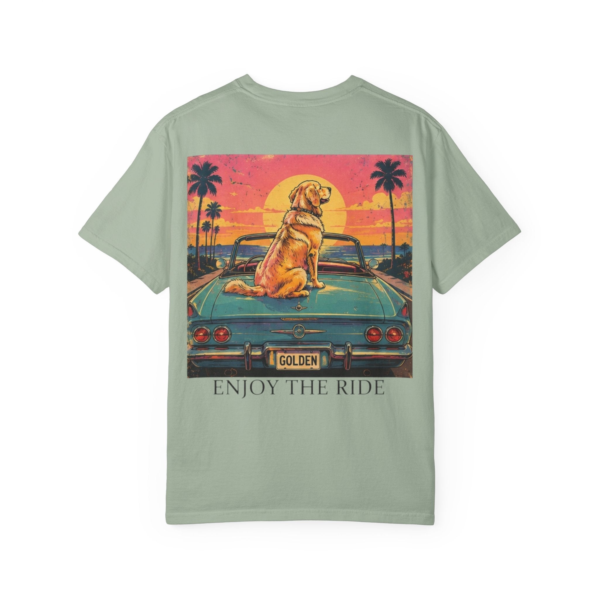 Enjoy the Ride T-Shirt — Golden Retriever Vintage Sunset Beach Tee