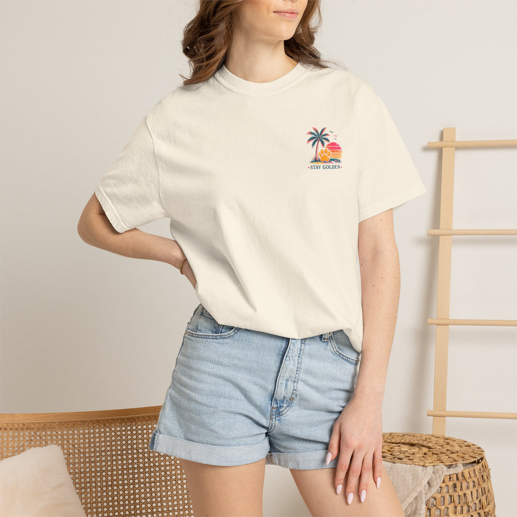 In My Golden Era Dog Graphic T-Shirt | Retro Sunglasses Palm Sunset
