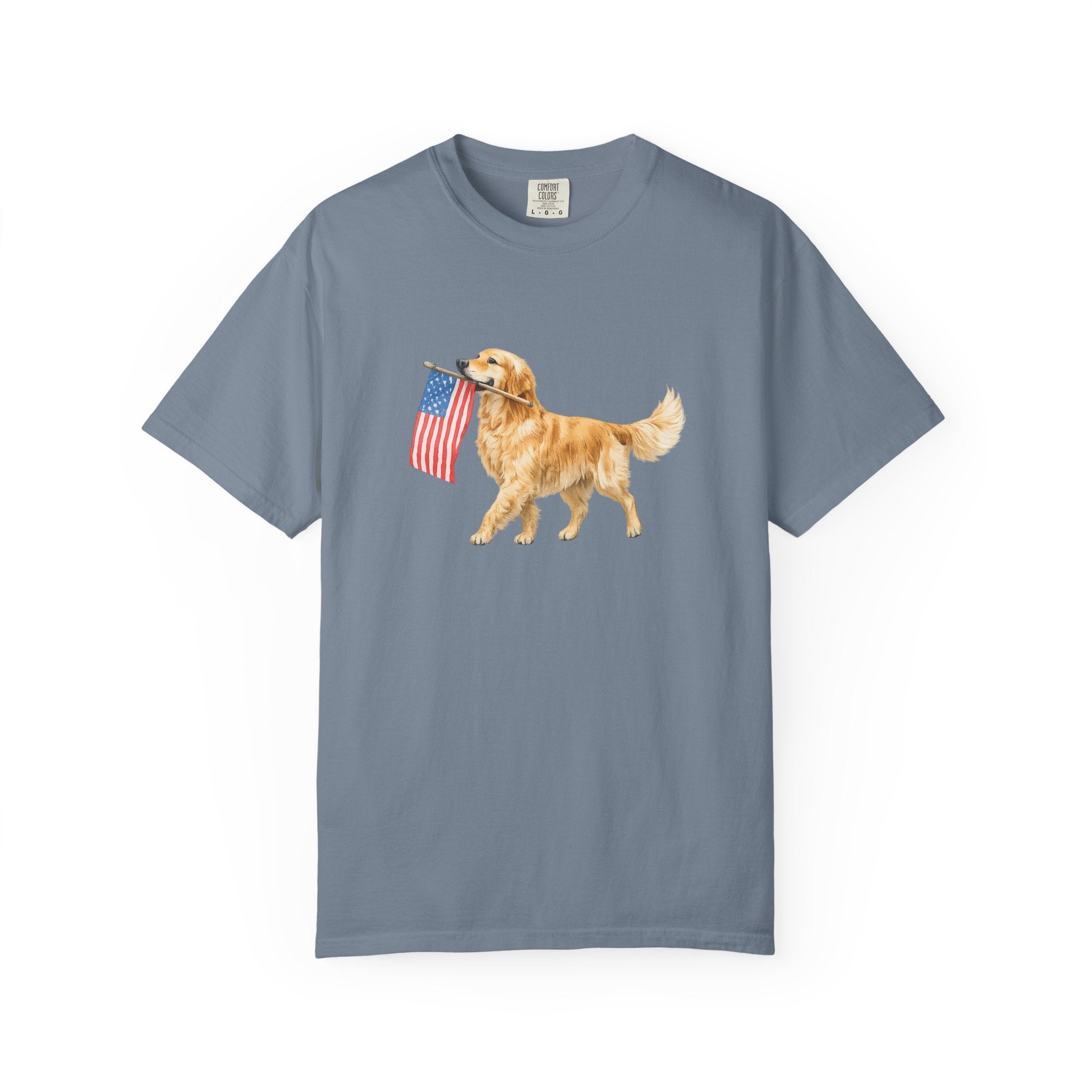 Golden Retriever with American Flag T-Shirt | Patriotic Dog Tee