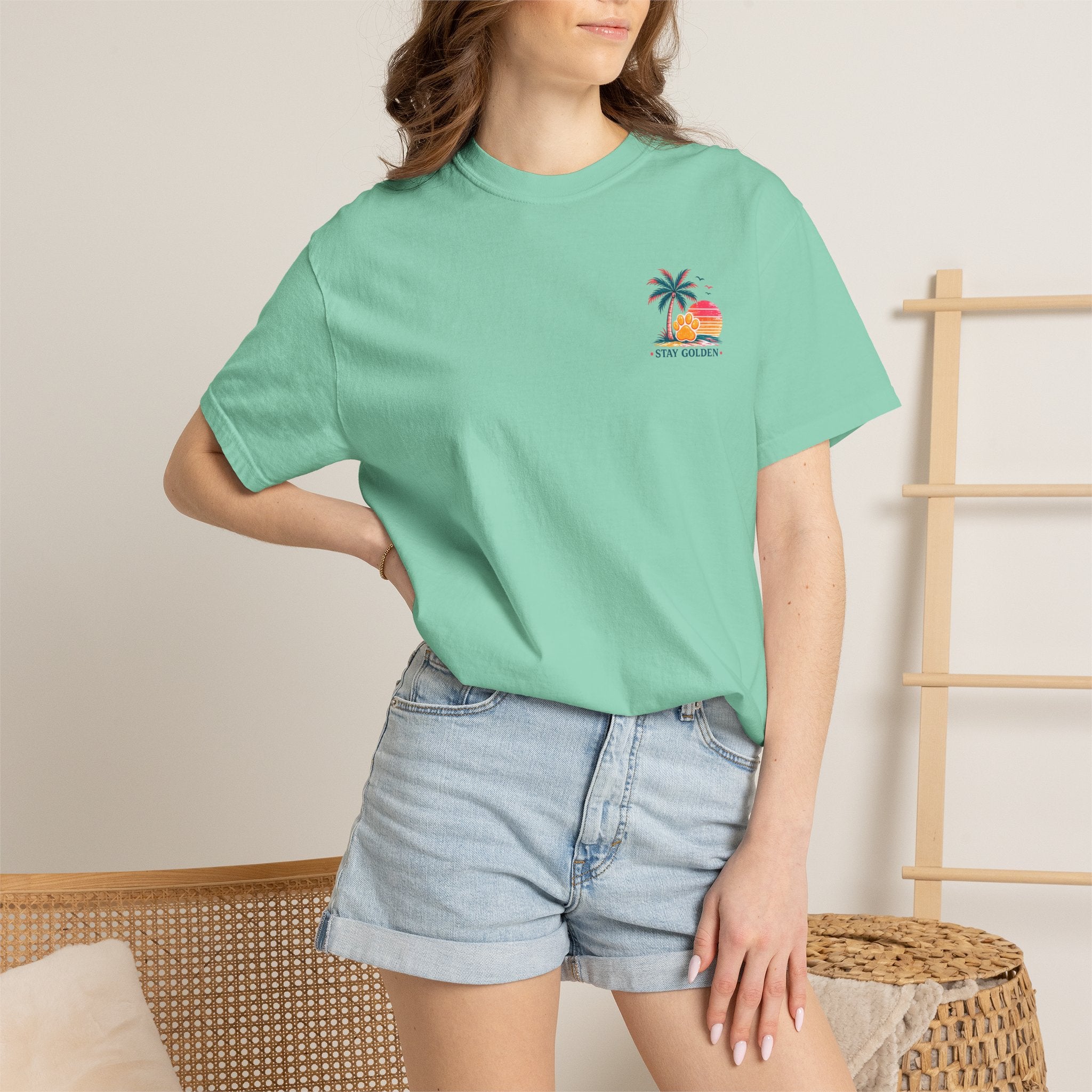 In My Golden Era Dog Graphic T-Shirt | Retro Sunglasses Palm Sunset
